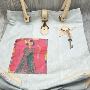 Artistic Women's Tote Bag with Beige Accents